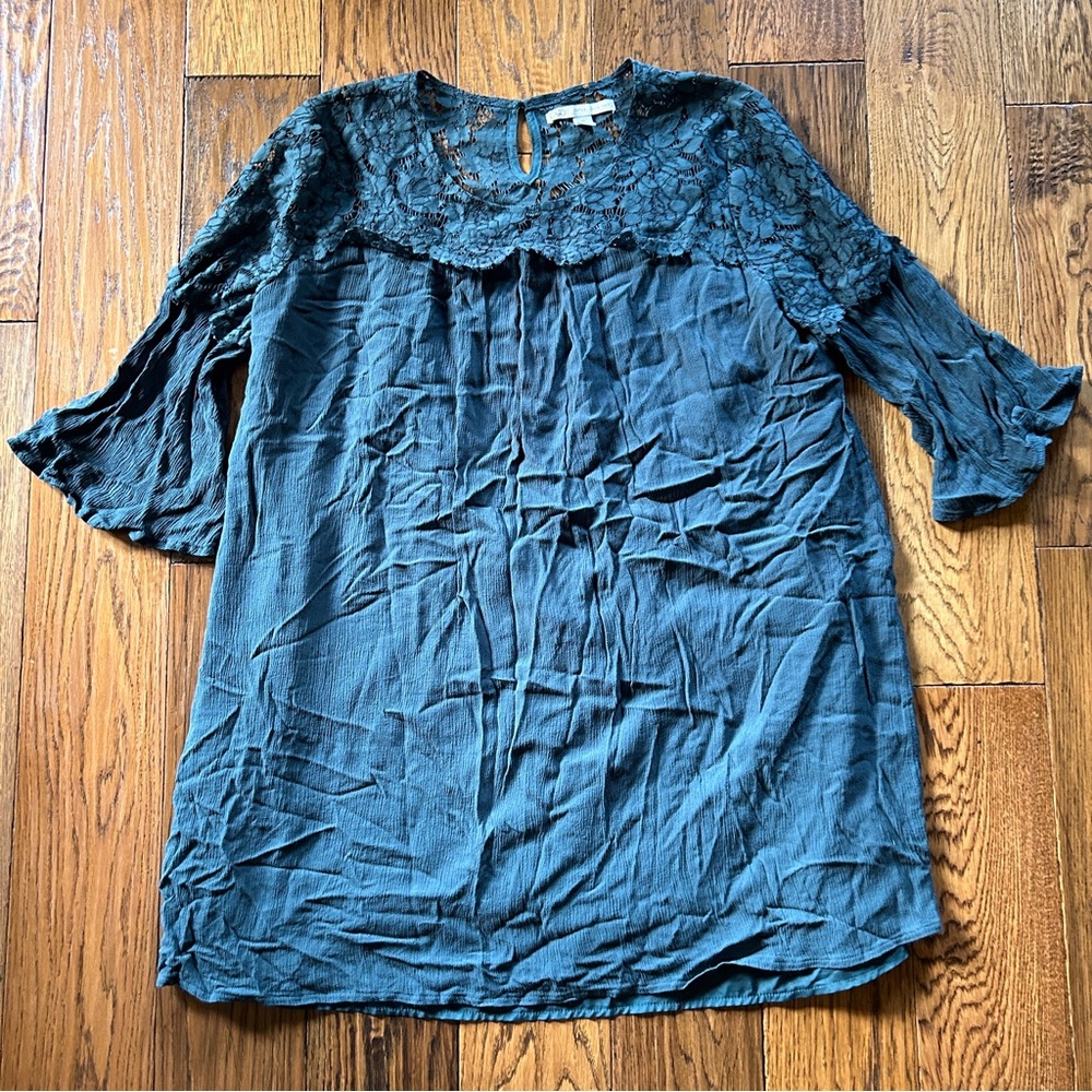 Cato Teal Lacy Tunic Dress